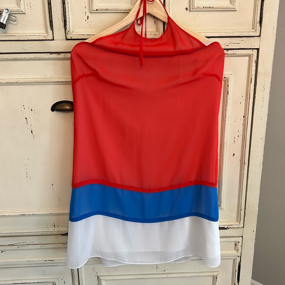 GIANI BINI HALTER EUC RED WHITE AND BLUE SIZE 10